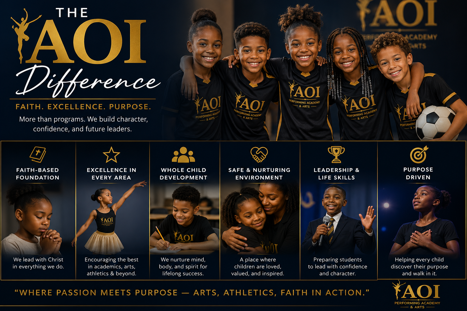 AOI students in uniform — Faith. Excellence. Purpose.