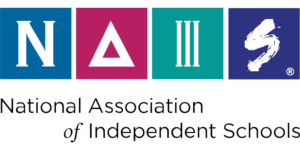 A black and white logo of the national association of independent schools.